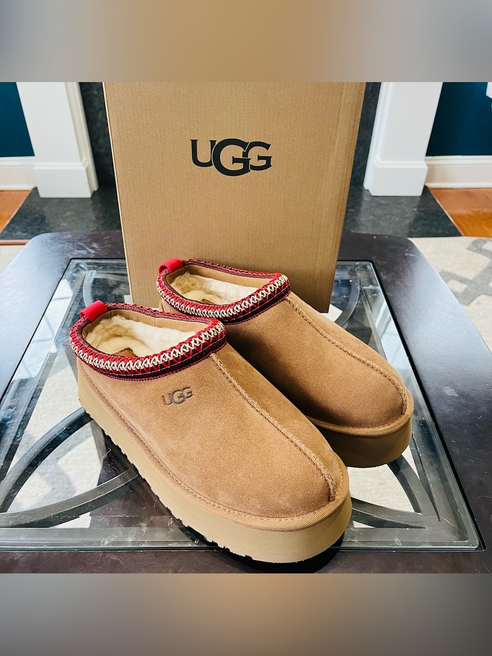 Sz 9 UGG Platform Tazz II Women's Suede  Clog - Chestnut 1174471